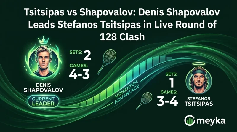 Tsitsipas vs Shapovalov: Denis Shapovalov Leads Stefanos Tsitsipas in Live Round of 128 Clash