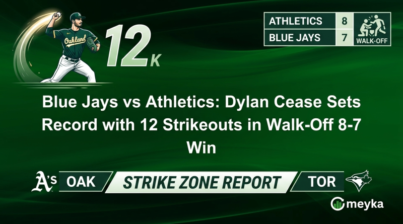 Blue Jays vs Athletics: Dylan Cease Sets Record with 12 Strikeouts in Walk-Off 8-7 Win