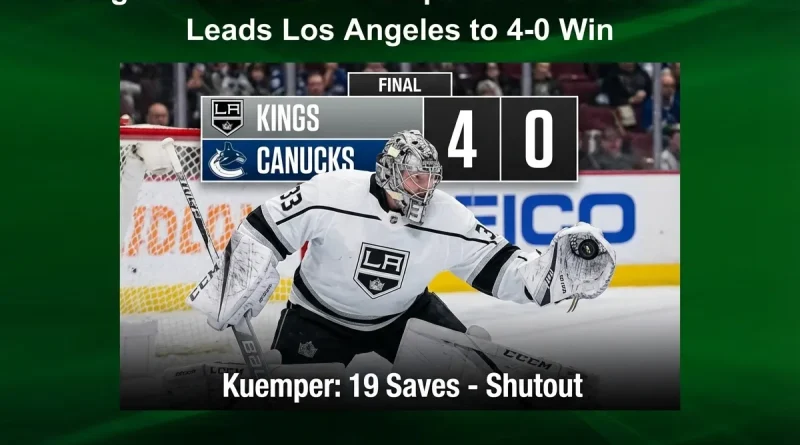 Kings vs Canucks: Kuemper’s 19-Save Shutout Leads Los Angeles to 4-0 Win