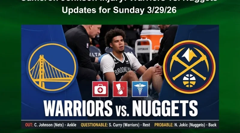 Cameron Johnson Injury: Warriors vs. Nuggets Updates for Sunday 3/29/26