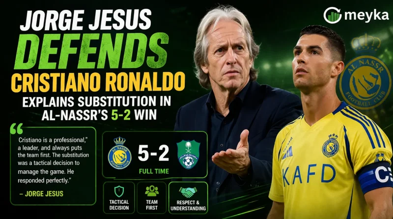 Jorge Jesus Defends Cristiano Ronaldo, Explains Substitution in Al-Nassr’s 5-2 Win
