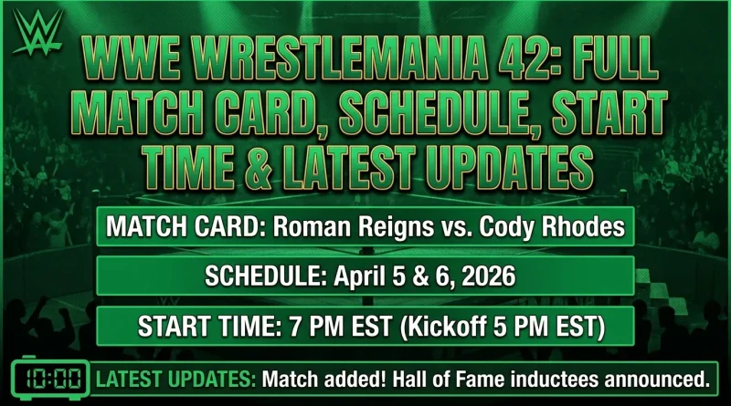 WWE WrestleMania 42: Full Match Card, Schedule, Start Time & Latest Updates