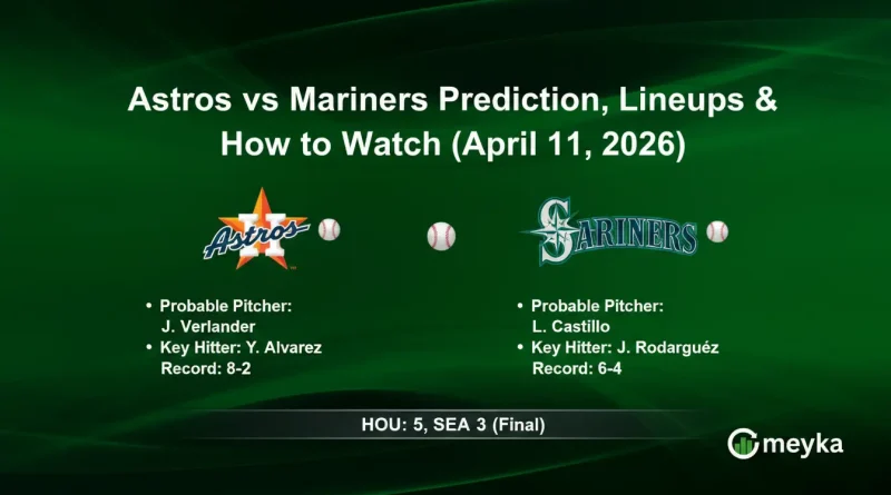 Astros vs Mariners Prediction, Lineups & How to Watch (April 11, 2026)