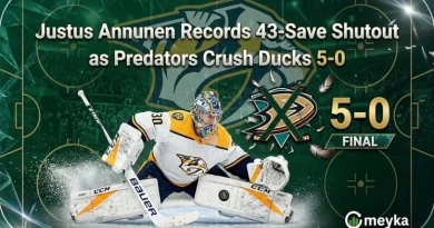 Justus Annunen Records 43-Save Shutout as Predators Crush Ducks 5-0
