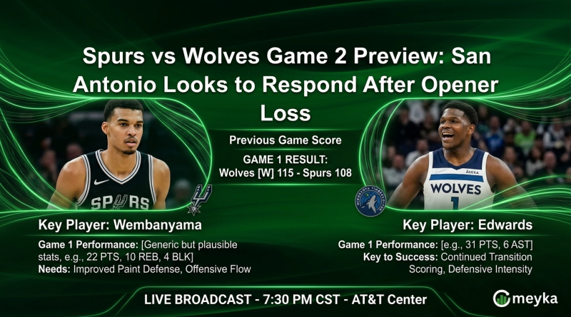 Spurs vs Wolves Game 2 Preview: San Antonio Looks to Respond After Opener Loss
