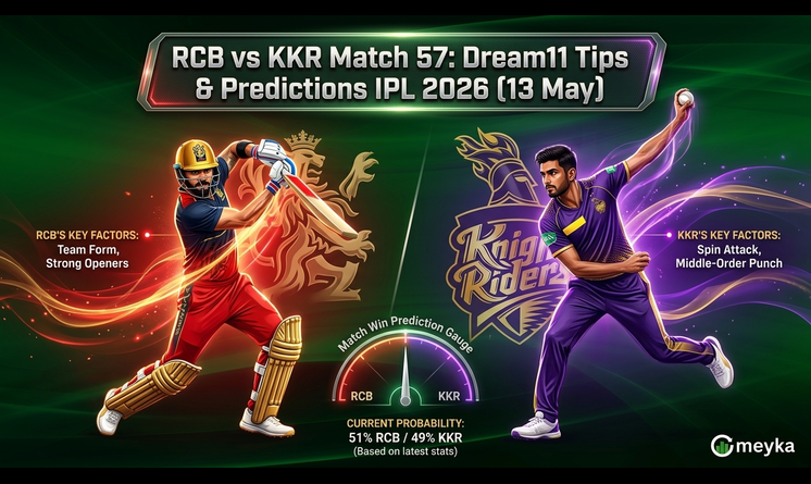 RCB vs KKR Match 57: Dream11 Tips & Predictions IPL 2026 (13 May)