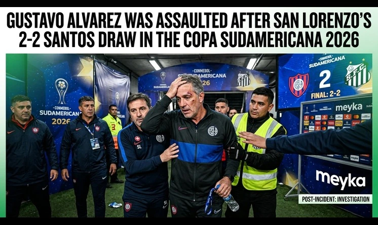 Gustavo Alvarez assaulted after San Lorenzo 2-2 Santos draw, Copa Sudamericana 2026